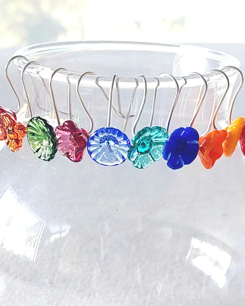 Selma Rainey - Art Glass Floral Drops - Five Petal Earrings