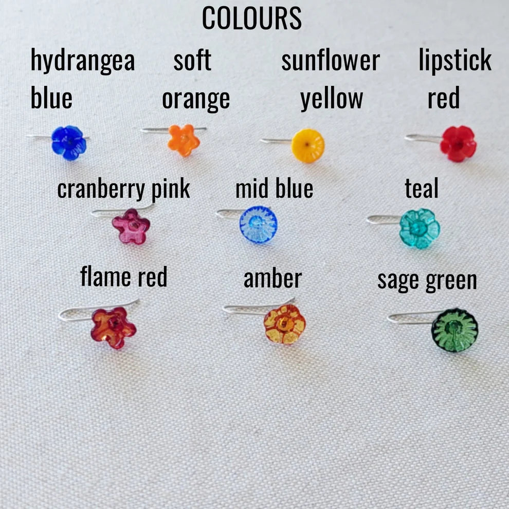 Selma Rainey - Art Glass Floral Drops - Five Petal Earrings