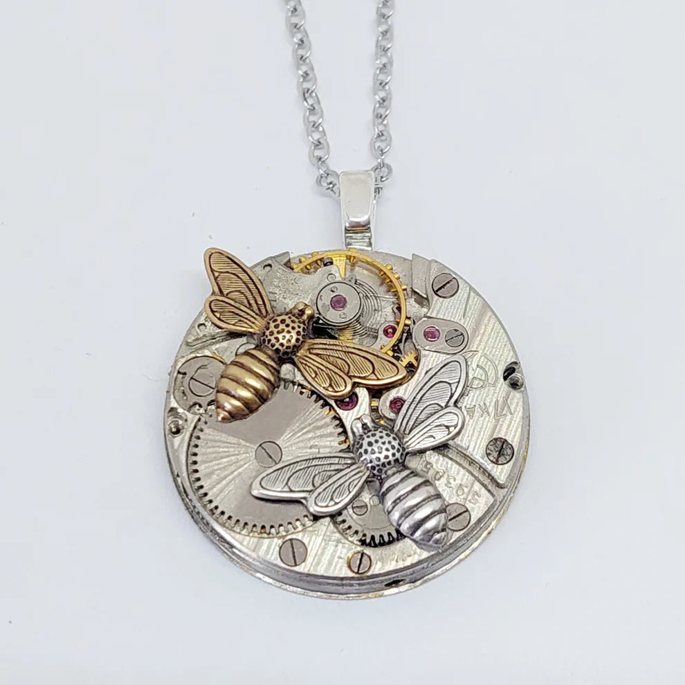 Sean Rainey - Timepiece Pendant - Mixed Metal Bees