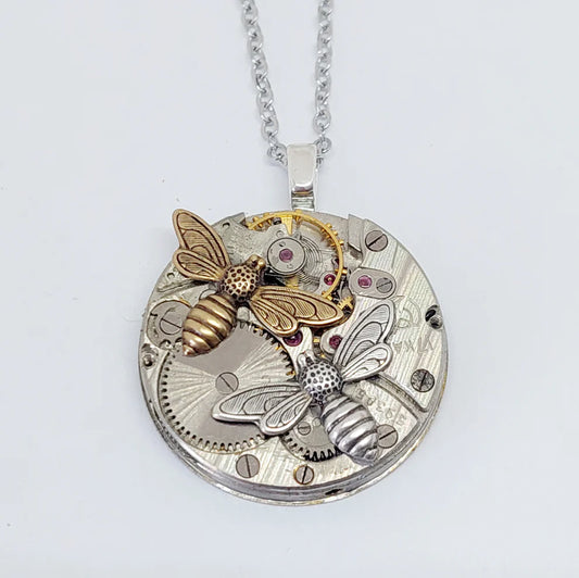 Sean Rainey - Timepiece Pendant - Mixed Metal Bees