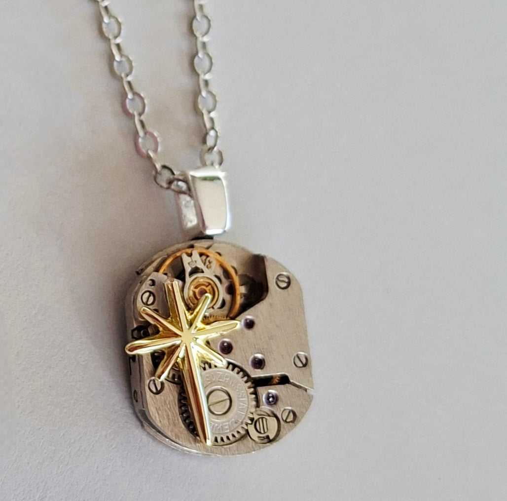 Sean Rainey - Matariki collection - mini timepiece oblong pendant with gold star