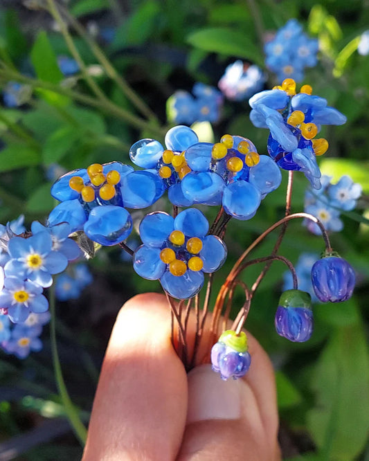 Selma Rainey - Art Glass Mini Stems - Forget Me Nots