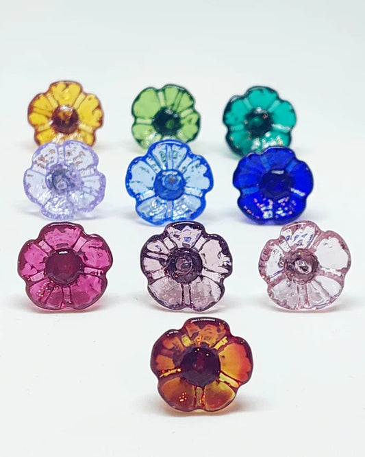 Selma Rainey - Art Glass Floral Studs - Five Petal Earrings