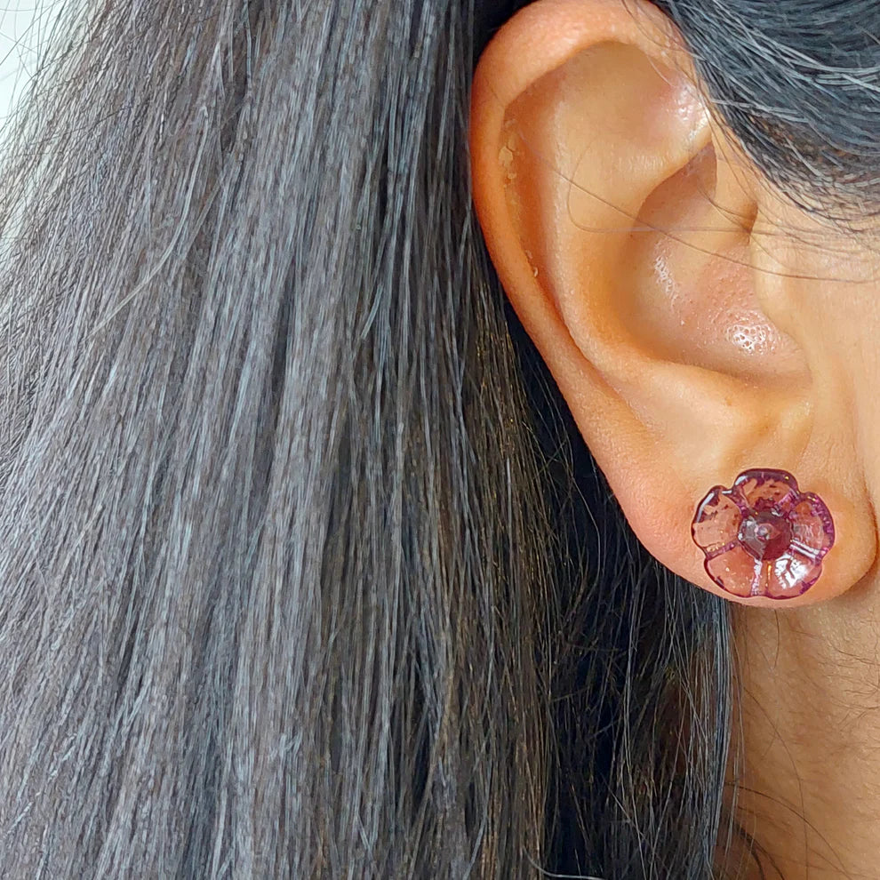 Selma Rainey - Art Glass Floral Studs - Five Petal Earrings
