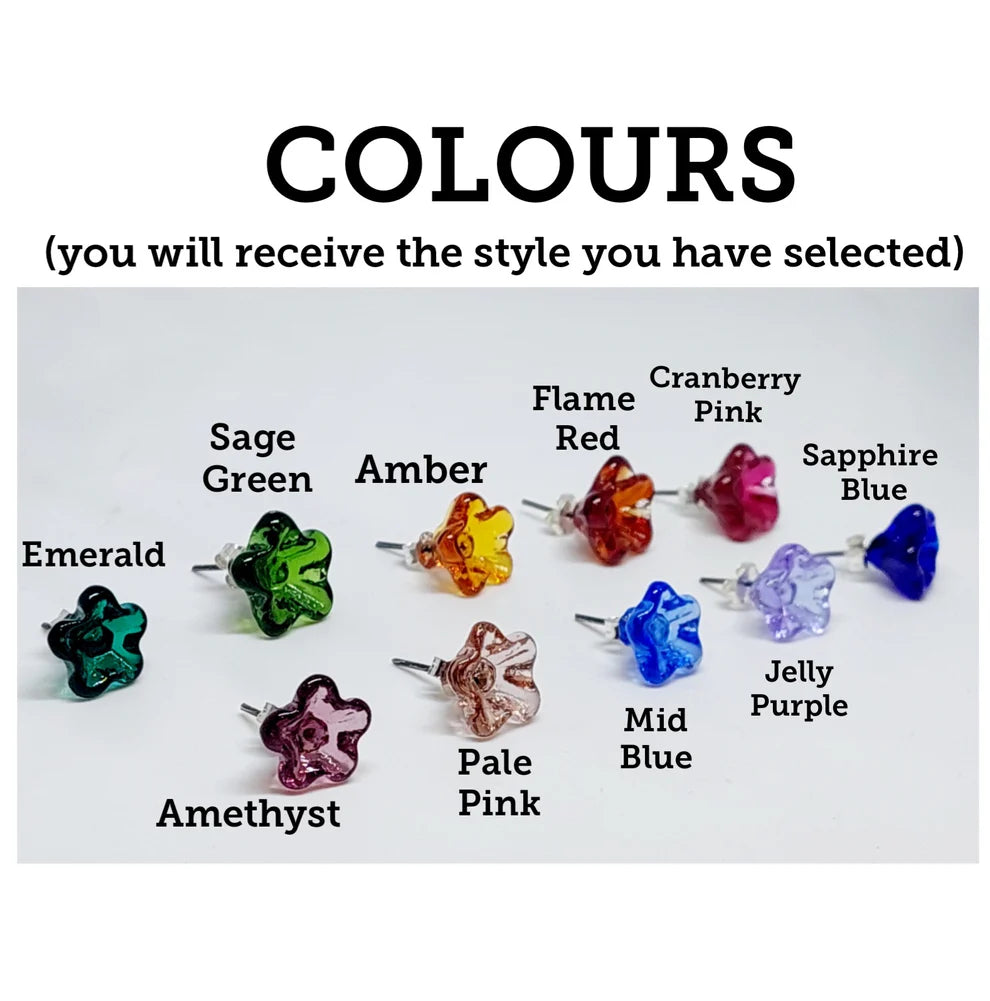Selma Rainey - Art Glass Floral Studs - Five Petal Earrings
