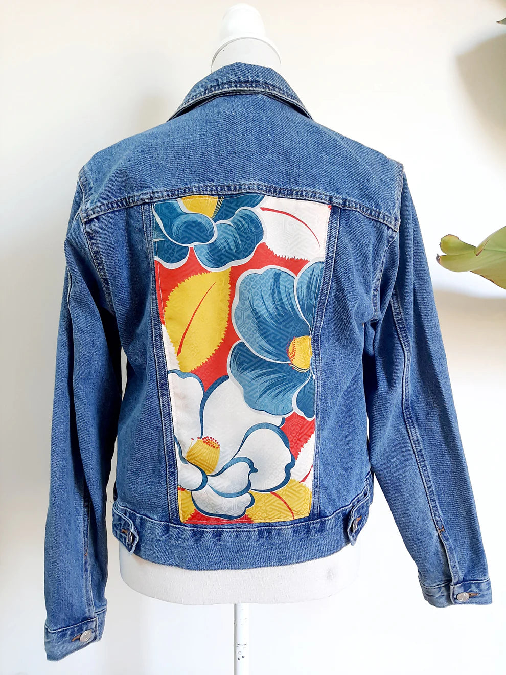 Nana Sakaguchi - Upcycled Denim Jacket with vintage kimono fabric