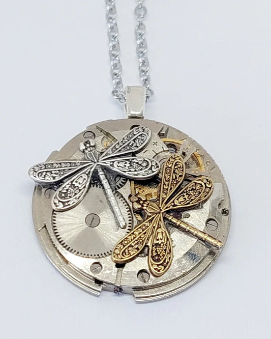 Sean Rainey - Timepiece Pendant - Mixed Metal with Dragonflies or Bees