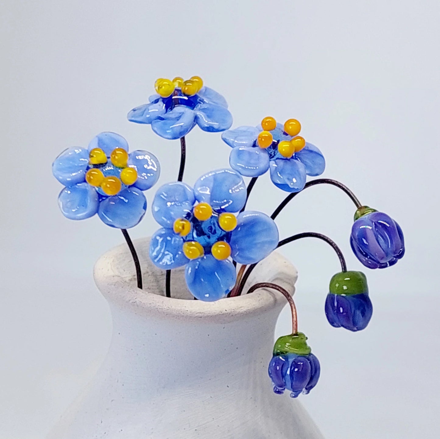 Selma Rainey - Art Glass Mini Stems - Forget Me Nots